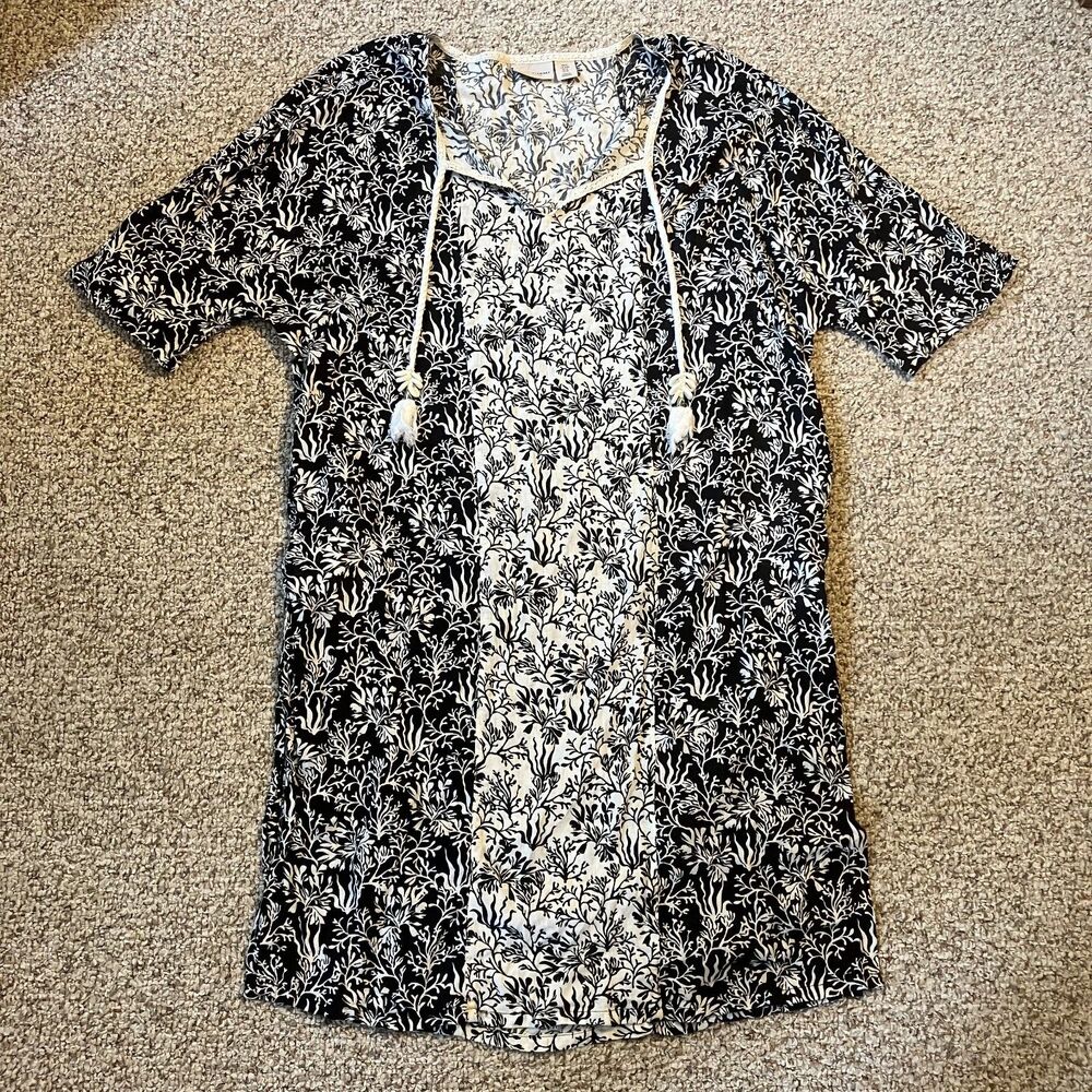 Martha Stewart Collection Women Oversized Dress Size M Linen Kaftan Beach Tassel
